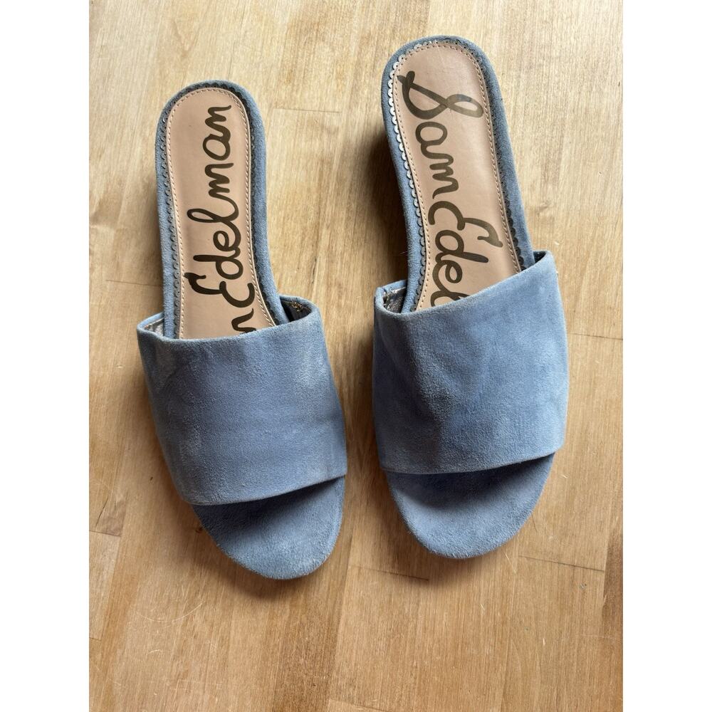 Sam Edelman Womens Liliana Casual Blue Suede Demi Wedge Slide Sandals Size 10 - Picture 2 of 11